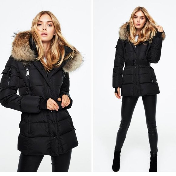 SAM. Jackets & Blazers - SAM. Matte Black Millennium Fur Hood Puffer Coat